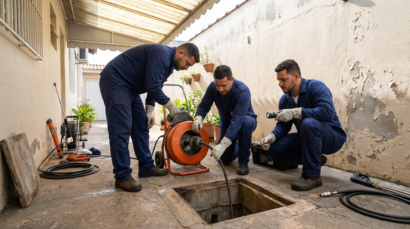 Desentupimento de esgoto com hidrojateamento em Limeira‑SP
