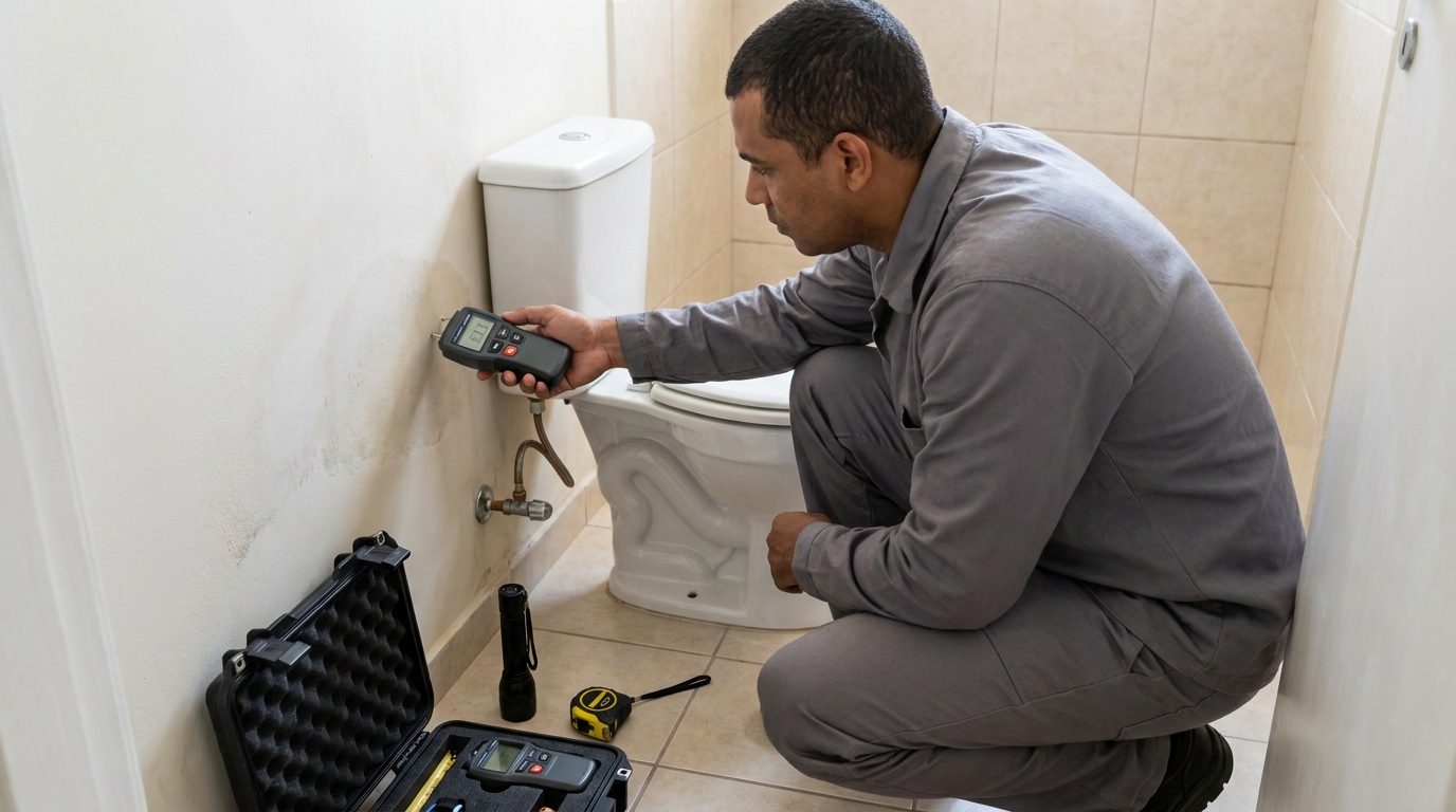 Técnico de caça vazamento em residência em Limeira‑SP